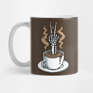 Coffee Brings Me Peace // Funny Coffee Skeleton Hand Mug